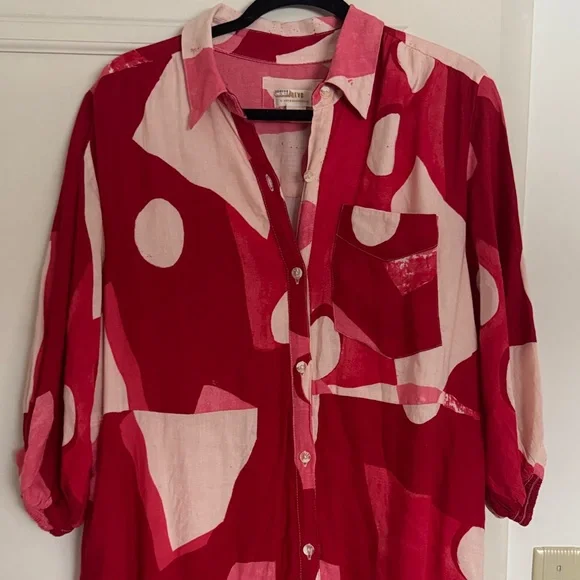 Anthropologie Maeve The Mona Linen Shirt Maxi Dress SZ M - Picture 5 of 13